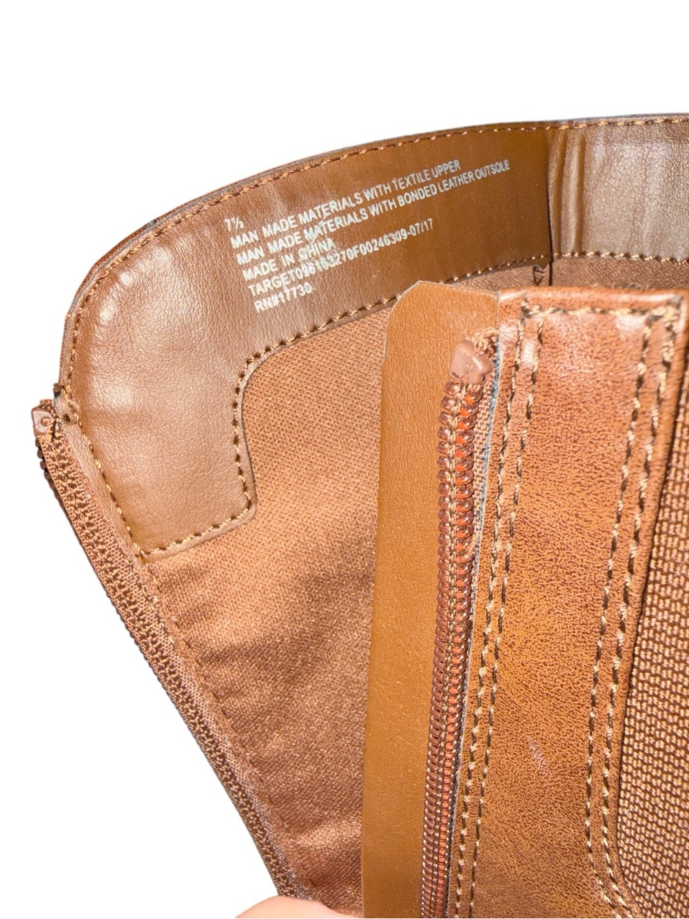 Merona Adeline Brown Zip Up Faux Leather Riding Boots, Size 7.5 - Picture 6 of 8